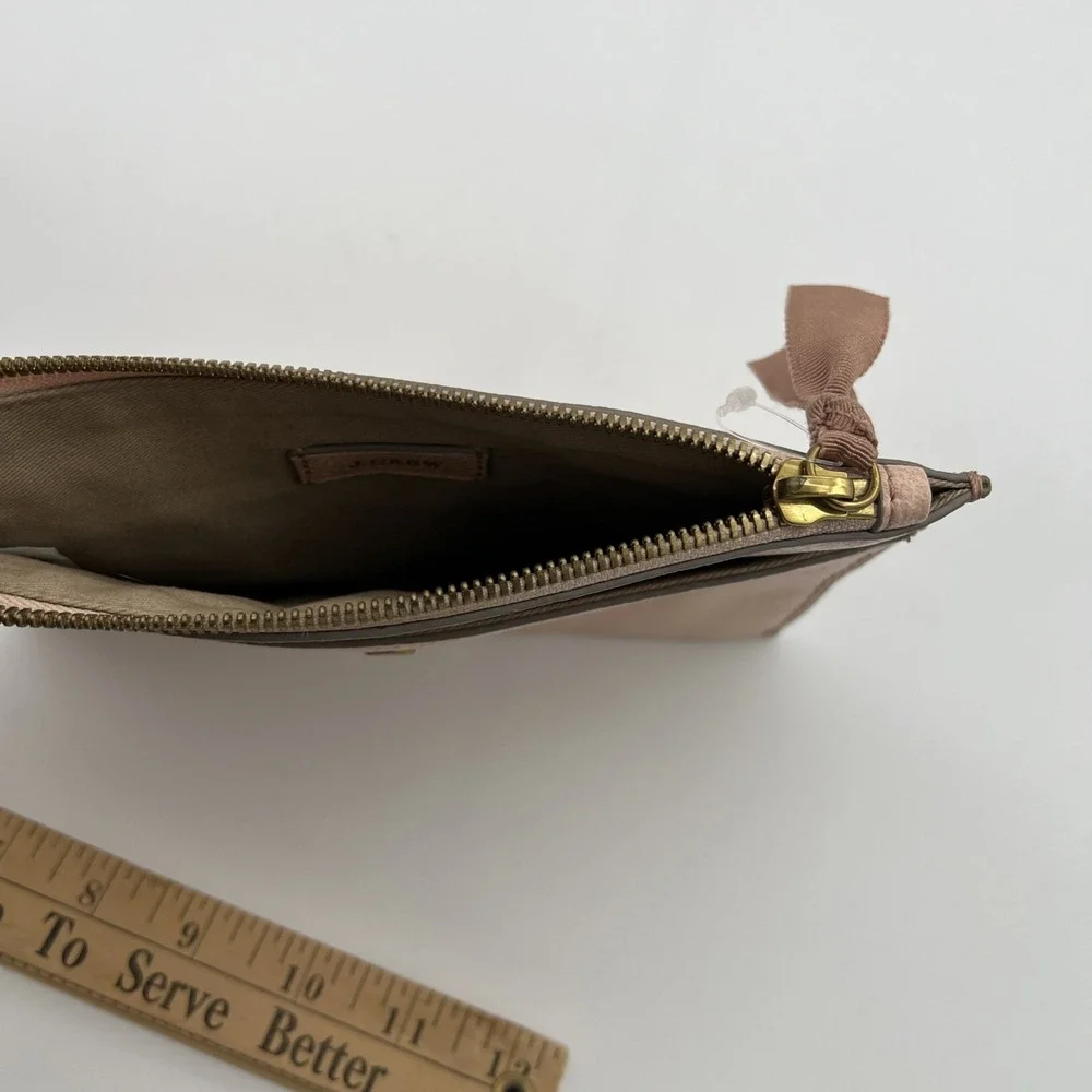 J.Crew Signet Large Leather‎ Pouch Wallet Cream Pink 8x6